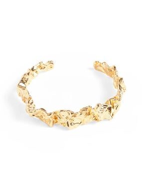 AMBER SCEATS Emery cuff bracelet 24k gold plated brass adjustable handmade NEW